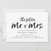 モダンな未来の新郎新婦のエンゲージメントパーティー 招待状 (正面)