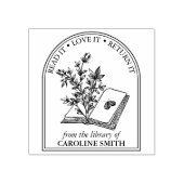 モダンな本の花 図書館の蔵書から ラバースタンプ (インプリント)