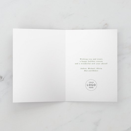 モダンな松の木の常緑樹シンプルコーポレート シーズンカード (内部)