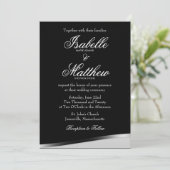 モダンな枠線の黒と白の結婚式招待状 招待状 (スタンド正面)