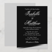 モダンな枠線の黒と白の結婚式招待状 招待状 (正面/裏面)