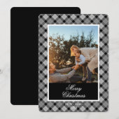 モダンな格子柄のカスタムホリデー写真カード シーズンカード (正面/裏面)