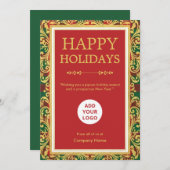 モダンな格子模様の赤と金 シーズンカード (正面/裏面)