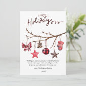 モダンな格子縞の冬の素朴な松の木のフラット シーズンカード (スタンド正面)