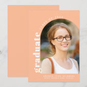 モダンな桃のアーチ写真 2024 卒業式 案内状 (正面/裏面)