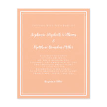 モダンな桃のブッジェット シンプル おしゃれ ウェディング 招待状