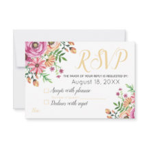 モダンな桃の花の結婚式RSVP