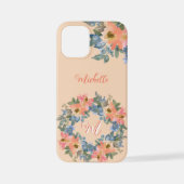 モダンな桃の花リースモノグラムM iPhoneケース (裏面)