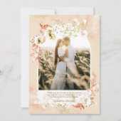 モダンな桃色の珊瑚の花の写真ありがとうカード サンキューカード (正面)