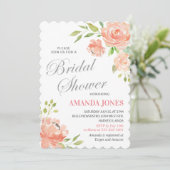 モダンな桃色の芍薬 フラワーブライダルシャワー エレガント 招待状 (スタンド正面)