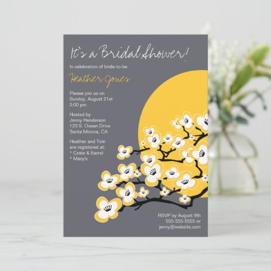 モダンな桜のブライダルシャワーの招待状 招待状 (スタンド正面)