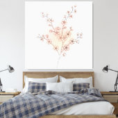 モダンな桜の花のラインアート ピンクの水彩画 キャンバスプリント (インサイチュ (寝室))