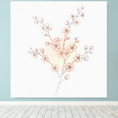 モダンな桜の花のラインアート ピンクの水彩画 キャンバスプリント (インサイチュ (ウッドフロア))