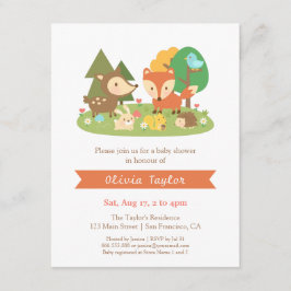 モダンな森の動物ベビーシャワー招待状 招待状