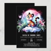 モダンな森林の虎の誕生日 招待状 (正面/裏面)