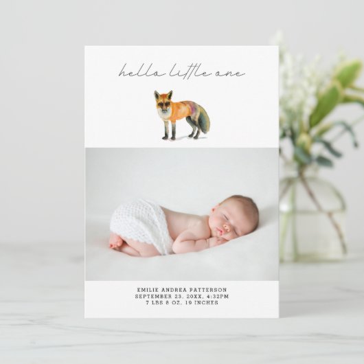 モダンな森林キツネの誕生の発表の写真カード 招待状 (スタンド正面)