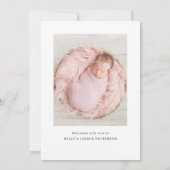 モダンな森林キツネの誕生の発表の写真カード 招待状 (裏面)