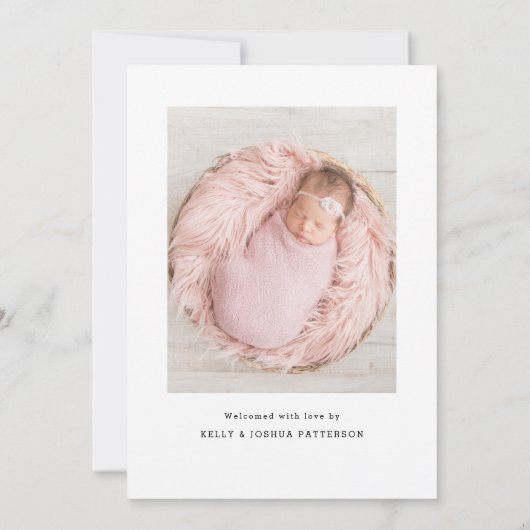 モダンな森林キツネの誕生の発表の写真カード 招待状 (裏面)