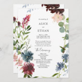 モダンな植物のバーガンディのユーカリの結婚式 プログラム (正面/裏面)