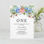 モダンな植物のファーストバースデーパーティー 招待状 (スタンド正面)