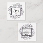 モダンな植物のブラック&ホワイトの名刺 スクエア名刺 (正面/裏面)