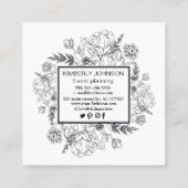 モダンな植物のブラック&ホワイトの名刺 スクエア名刺 (裏面)