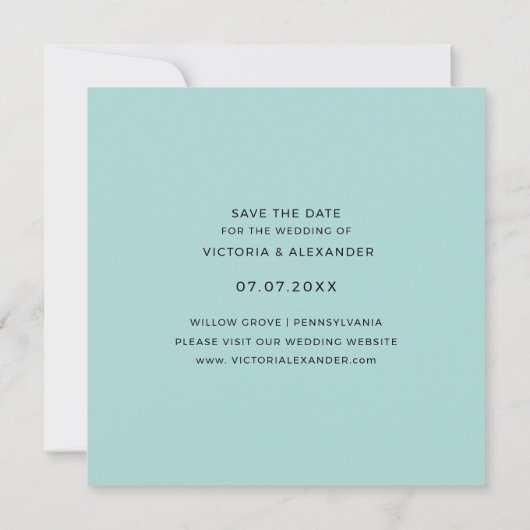 モダンな植物の夏の結婚式 Save the Date 招待状 (裏面)