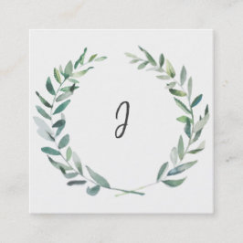 モダンな植物の水彩画の枝リース スクエア名刺