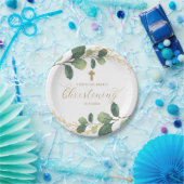 モダンな植物の緑の草木の《キリスト教》洗礼式や命名式の書道 ペーパープレート (パーティー)