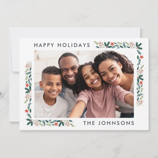 モダンな植物の葉の写真で楽しいホリデーシーズンを シーズンカード (正面)