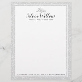 モダンな植物の葉は銀製のミニマリスト分岐します レターヘッド