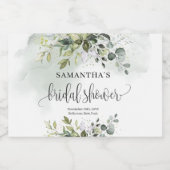 モダンな植物グリーンの葉のゴールド ブライダルシャワー スパークリングワインラベル (シングルラベル)