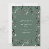 モダンな植物学のエレガントな緑と白のスタイリッシュ シーズンカード (裏面)