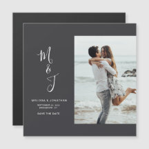 モダンな植物画の結婚式フォト・セーブ・ザ・デート