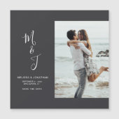モダンな植物画の結婚式フォト・セーブ・ザ・デート マグネット招待状 (正面)