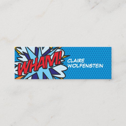 モダンな楽しいコミックブックのWHAM スキニー名刺 (正面)