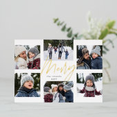モダンな楽しいゴールドの6枚写真クリスマスコラージュ 箔シーズンカード (立ち正面)