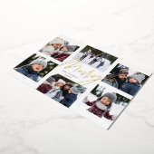 モダンな楽しいゴールドの6枚写真クリスマスコラージュ 箔シーズンカード (回転した状態)