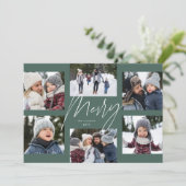 モダンな楽しいスクリプトの賢い6枚の写真のクリスマスコラージュ シーズンカード (スタンド正面)