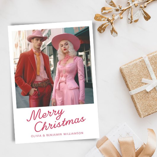 モダンな楽しいスクリプト写真 白いクリスマス シーズンカード