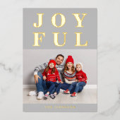 モダンな楽しい写真のクリスマス ゴールド 箔シーズンカード (正面)