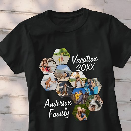 モダンな楽しさのカスタム9枚コラージュ家族写真 Tシャツ