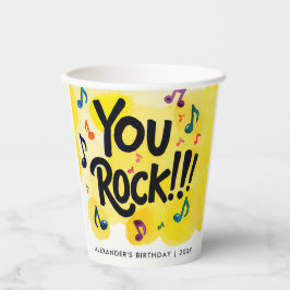 モダンな楽しさ You Rock イエローミュージックノート水彩 紙コップ