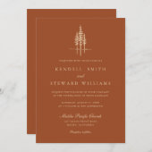 モダンな樹木の森のラスティックウェディング招待状 招待状 (正面/裏面)
