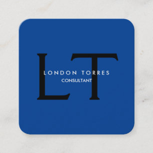 モダンな正方形のモノグラムの粋な暗藍色 スクエア名刺