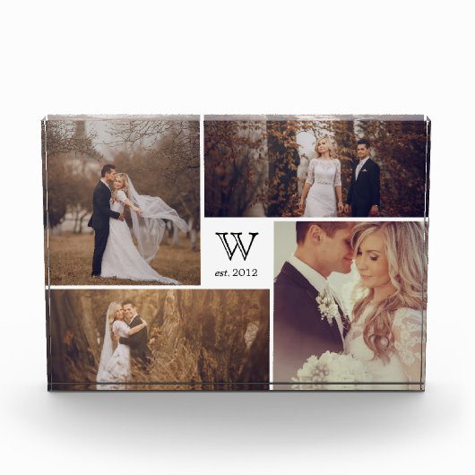 モダンな正方形の結婚式のモノグラムの写真のコラージュのブロック フォトブロック (正面)