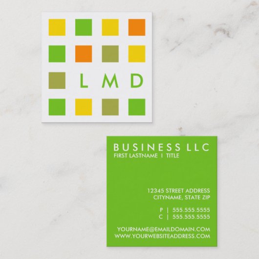 モダンな正方形 スクエア名刺 (正面/裏面)