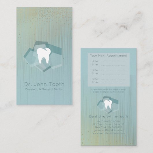 モダンな歯科歯科医のアポイントメントのターコイズの金ゴールド 名刺 (正面/裏面)