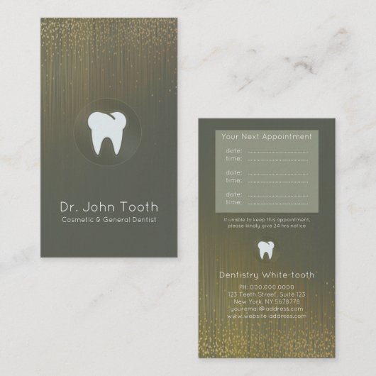 モダンな歯科歯科医のアポイントメントの緑金ゴールド 名刺 (正面/裏面)