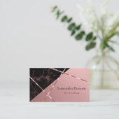 モダンな毛及びメーキャップアーティストのサロンのばら色の金ゴールドの大理石 名刺 (スタンド正面)